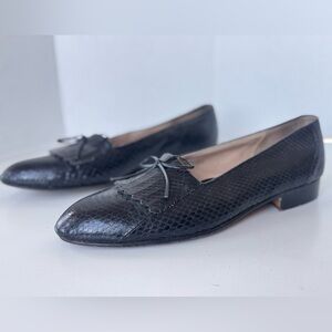 Vintage De La Rentis Genuine Snakeskin Tasseled Leather Shoe Loafer Mens Size 8